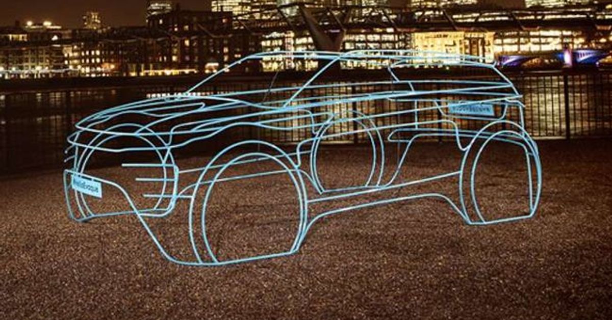 2019 Range Rover Evoque displayed with wireframe sculpture