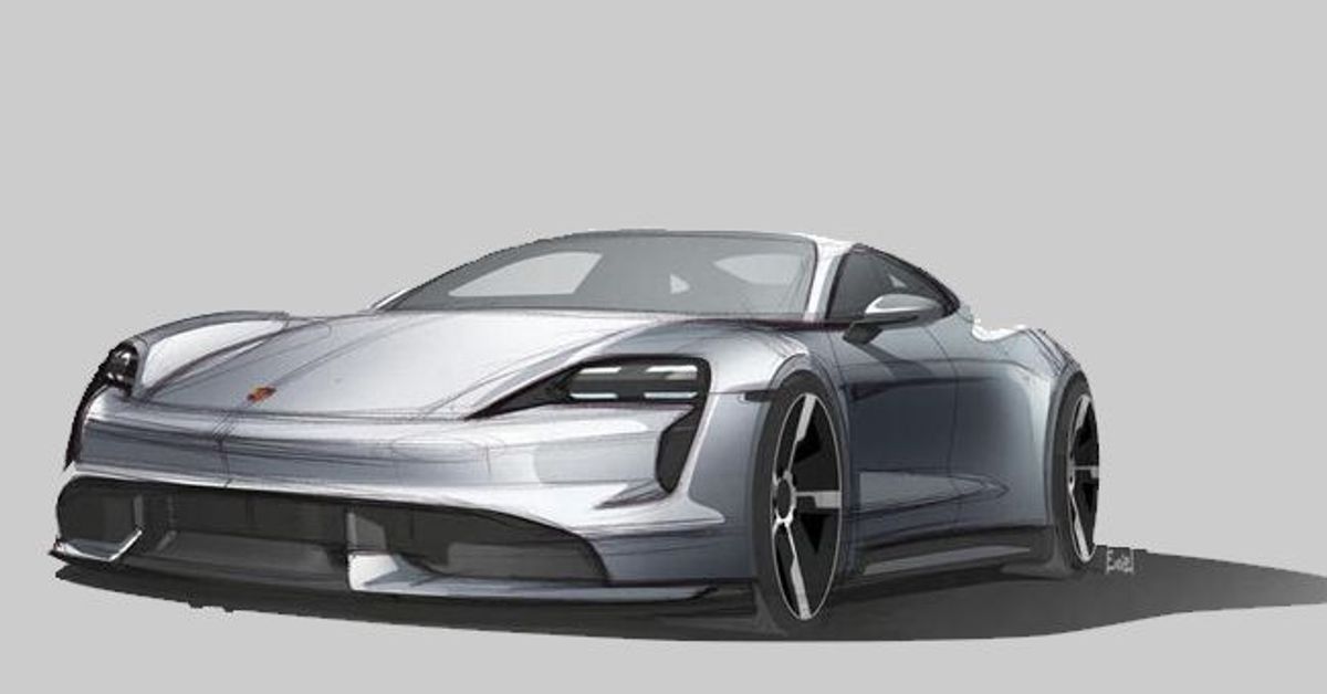 Porsche Taycan sketches out, to debut in September