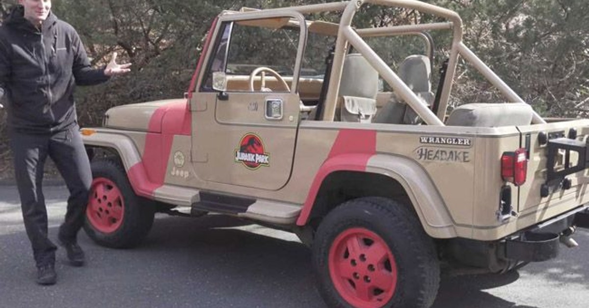Discarded Jeep Wrangler restored to be built as a Jurassic tribute car