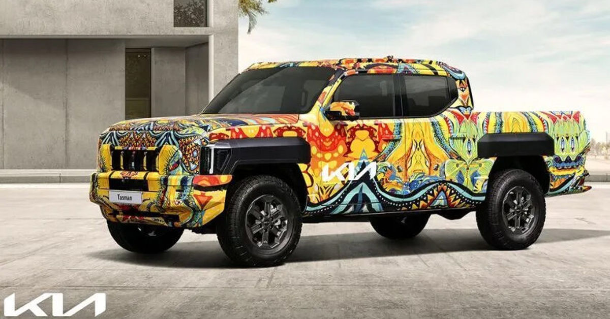 Kia teases Tasman pickup truck with a special camouflage