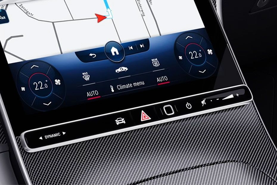 Mercedes-Benz C-Class touchscreen with navigation and climate controls