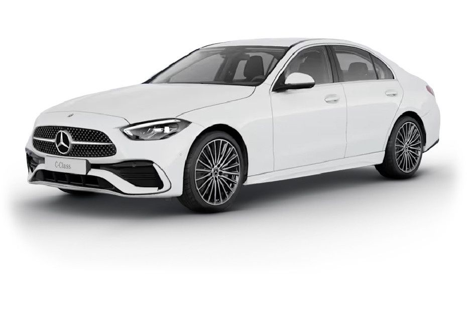 Mercedes-Benz C-Class white sedan with premium design and alloy wheels