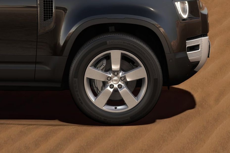 Land Rover Defender alloy wheel highlighting strong grip and off-road capability