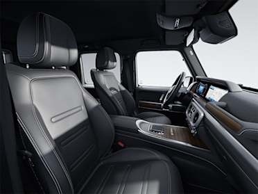 Mercedes-Benz G-Class premium interior with luxury leather seats, digital cockpit, and modern cabin comfort features
