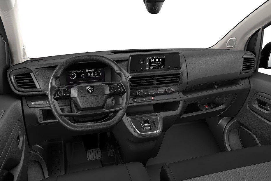 Peugeot Expert dashboard with multifunction steering wheel, touchscreen infotainment system