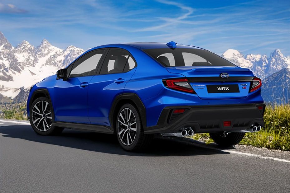 Subaru WRX rear sporty styling with quad exhaust setup and performance-focused road presence