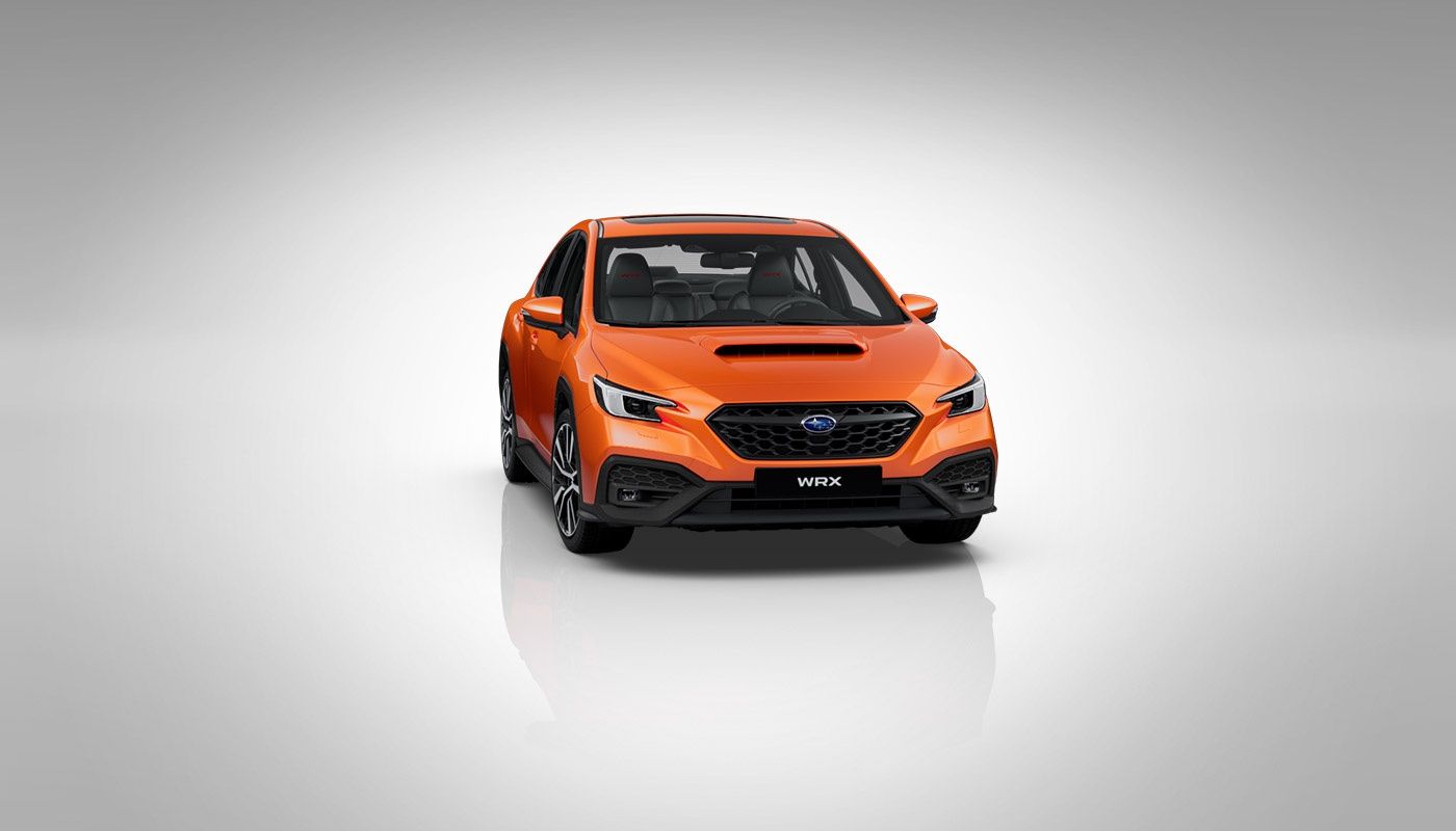 Subaru WRX sporty front design with bold grille and hood scoop