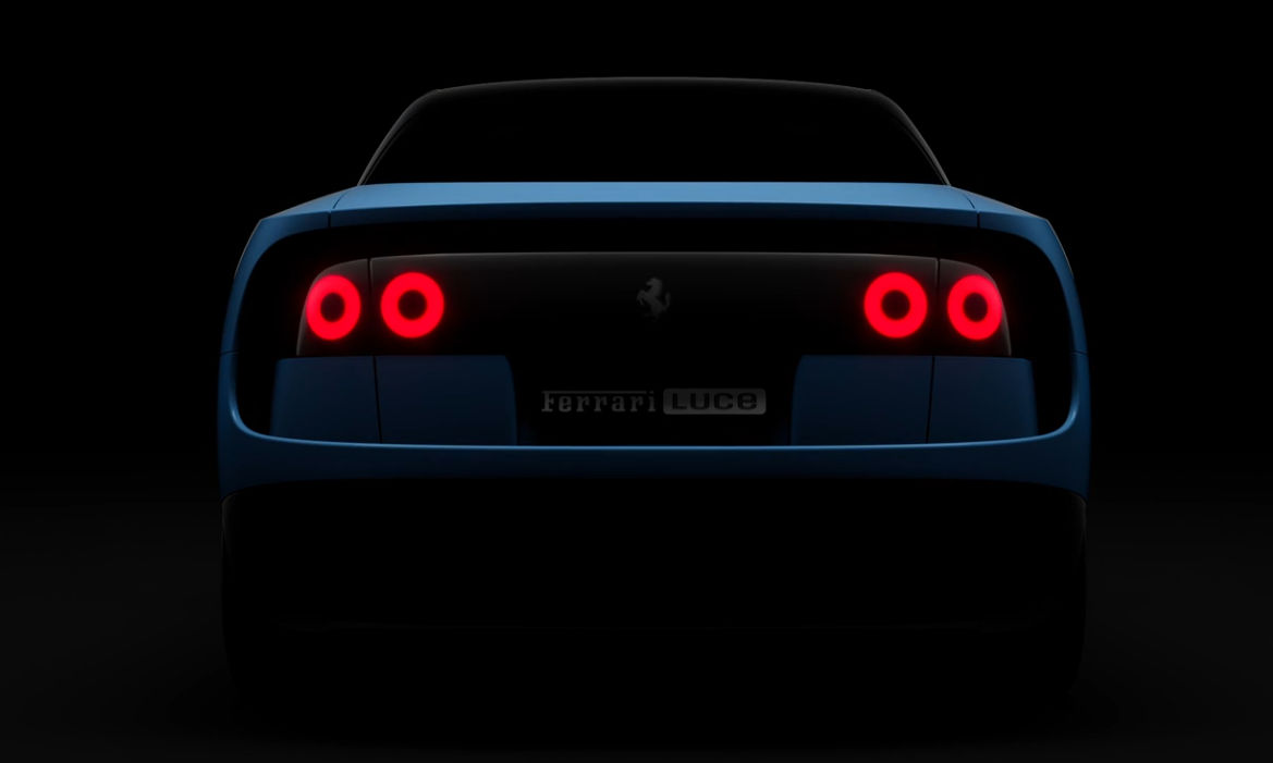 Ferrari Luce rear design with signature LED taillights and futuristic styling