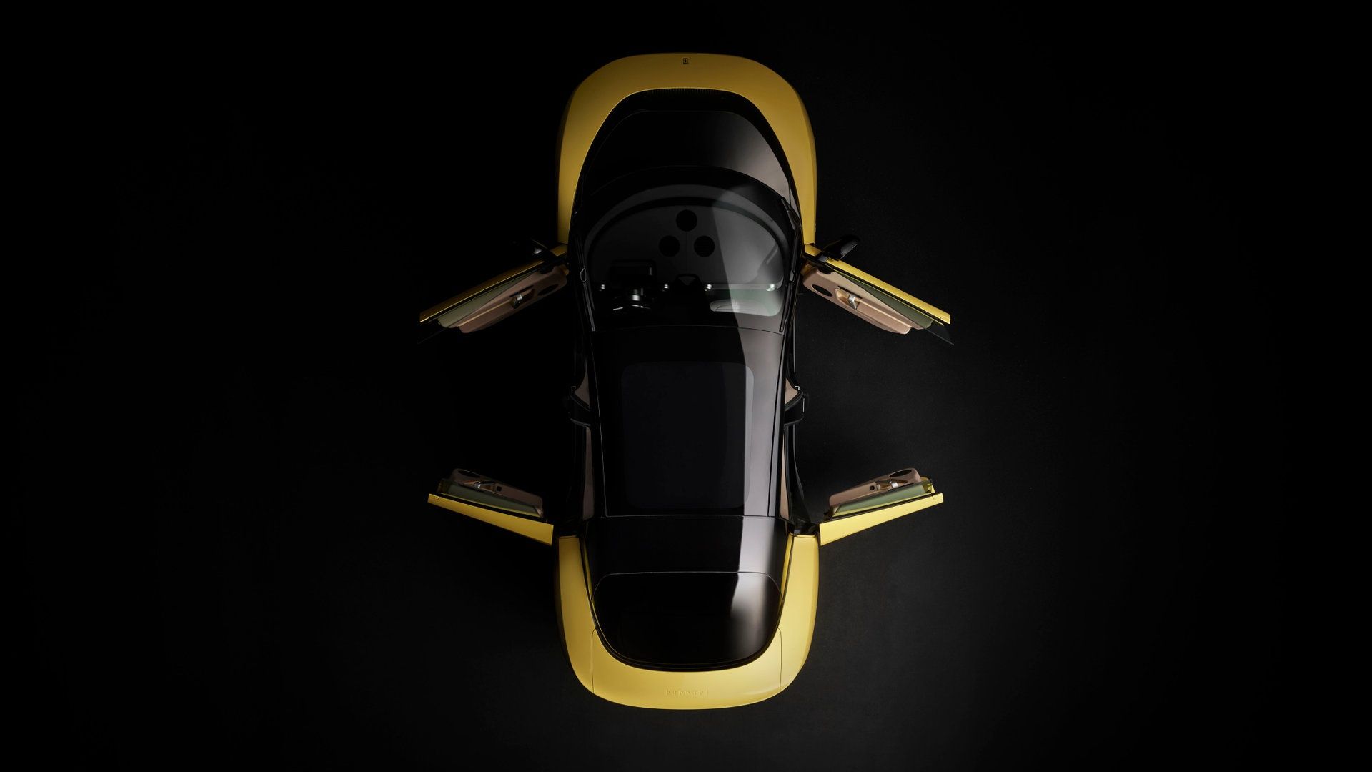 Ferrari Luce top view showcasing futuristic design and innovative four-door layout