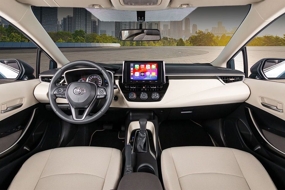 Toyota Corolla dashboard with touchscreen infotainment and premium cabin layout