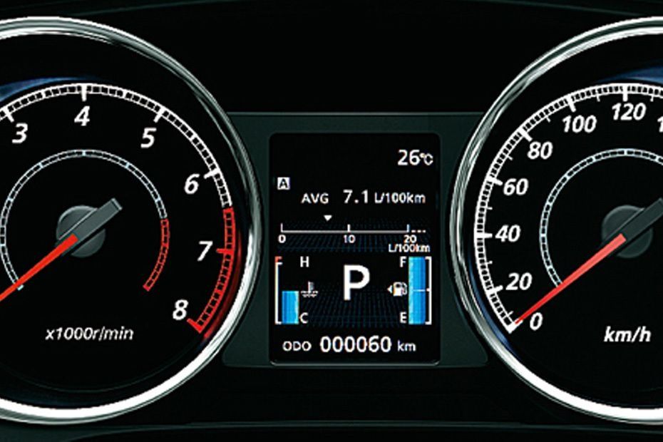 Mitsubishi Attrage instrument cluster displaying fuel efficiency and driving information