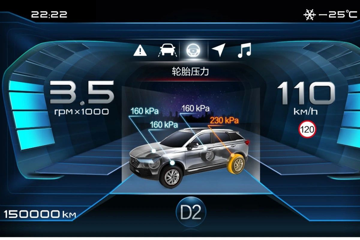 Bestune T77 digital instrument cluster displaying vehicle information