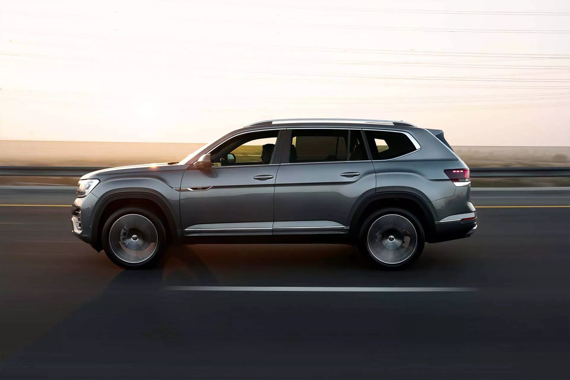 Volkswagen Teramont SUV side profile on the highway