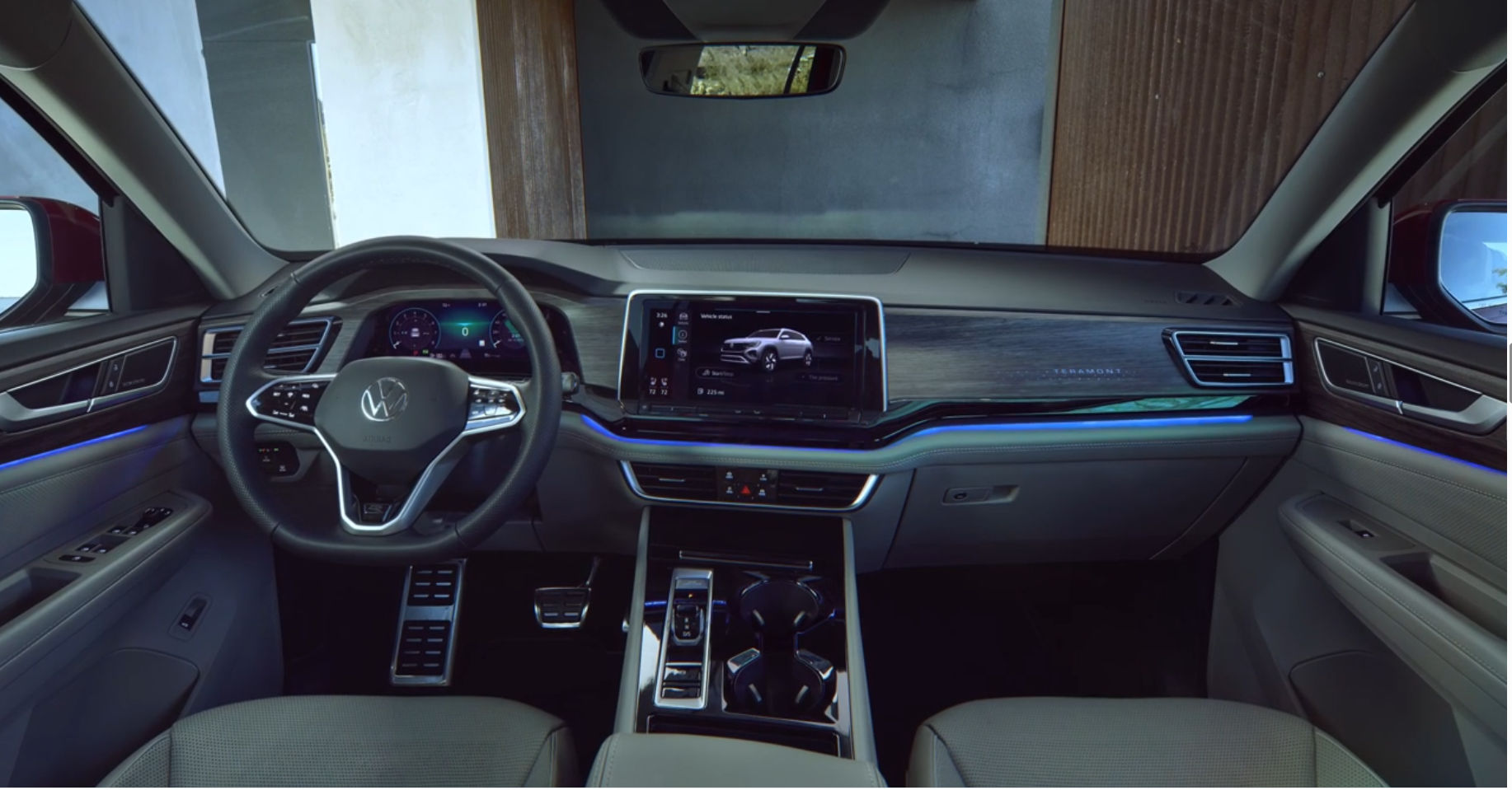 Volkswagen Teramont dashboard with touchscreen display and ambient lighting