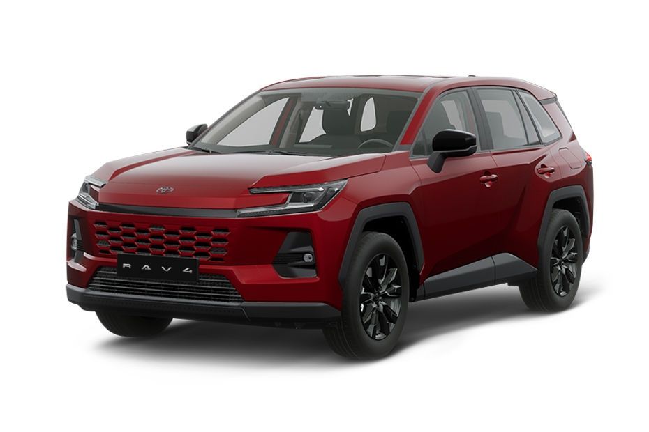 2026 Toyota RAV4 in red with bold SUV styling and LED headlights