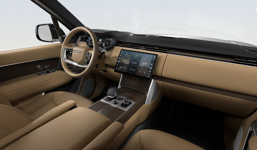 Range Rover luxury cabin with floating touchscreen and premium leather interior