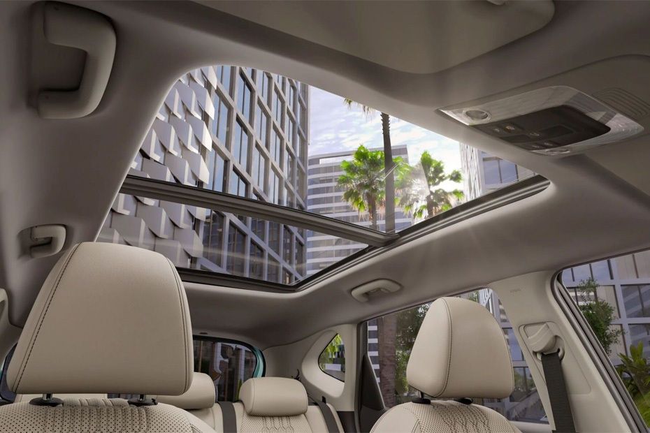 Kia Seltos panoramic sunroof brightens the spacious cabin