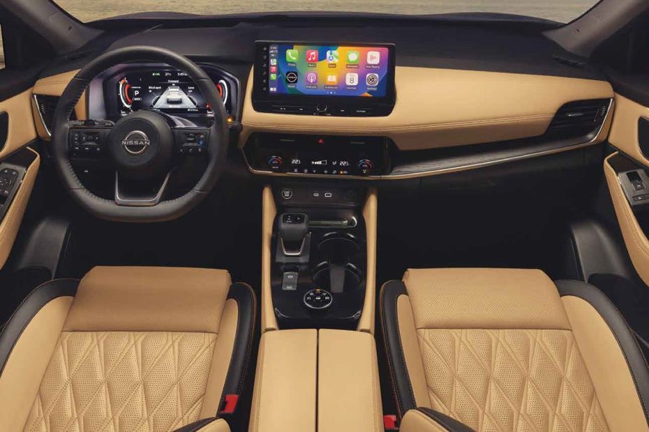 Modern Nissan X-Trail dashboard with touchscreen and premium seats
