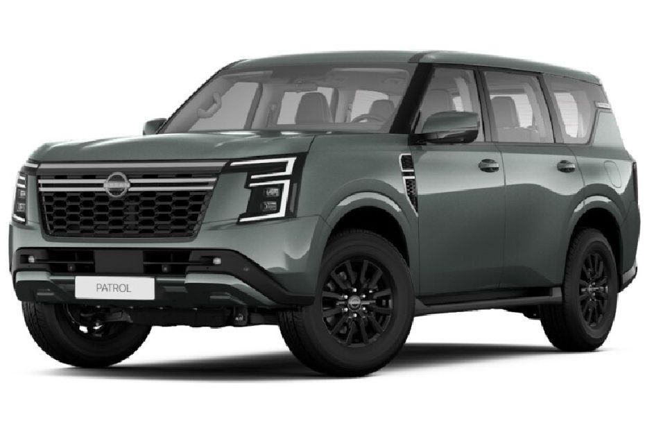 Nissan Patrol front three quarter view in green