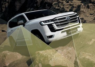 Toyota Land Cruiser showcasing advanced off-road assistance on rocky terrain