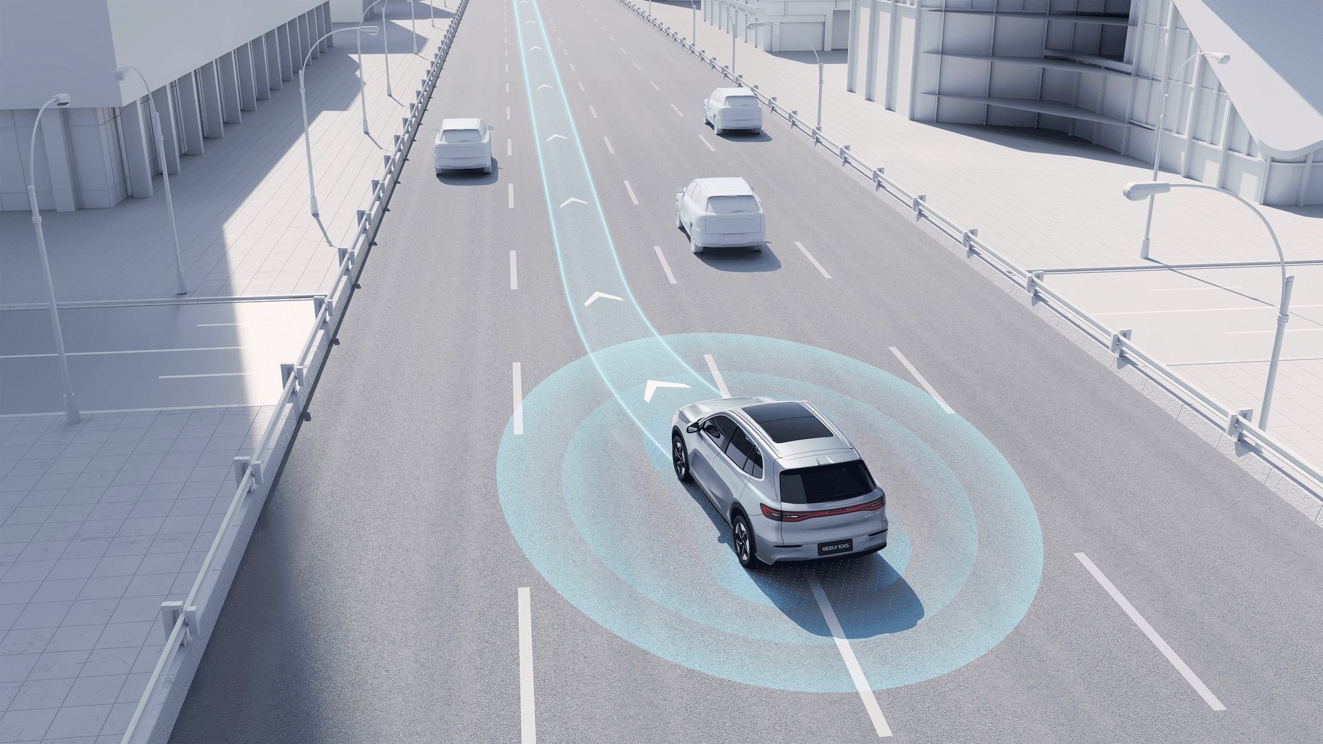 Geely EX5 Blind Spot Monitoring detects vehicles approaching from behind