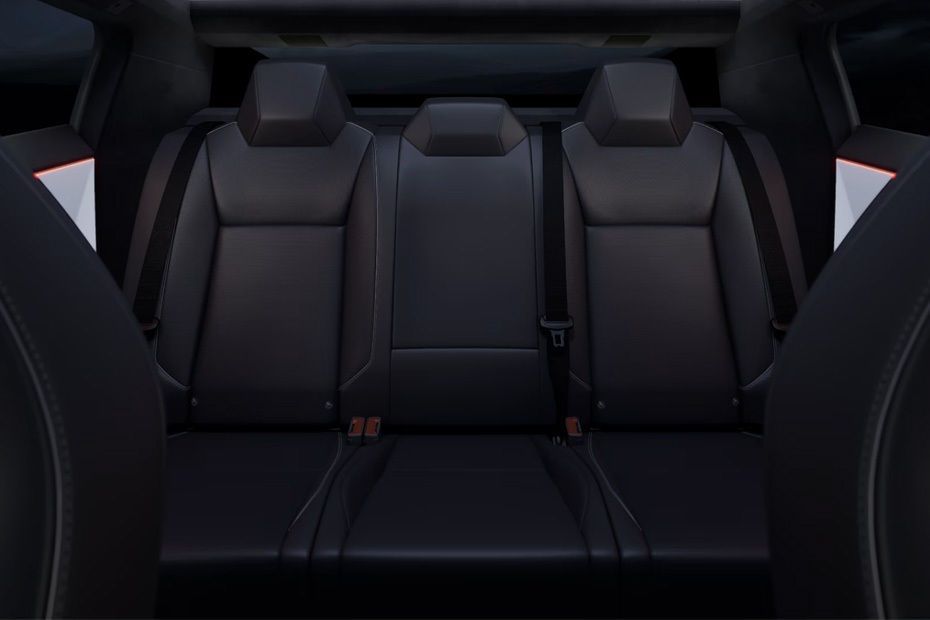 Tesla Cybertruck rear seats with spacious five-seat cabin and panoramic glass roof