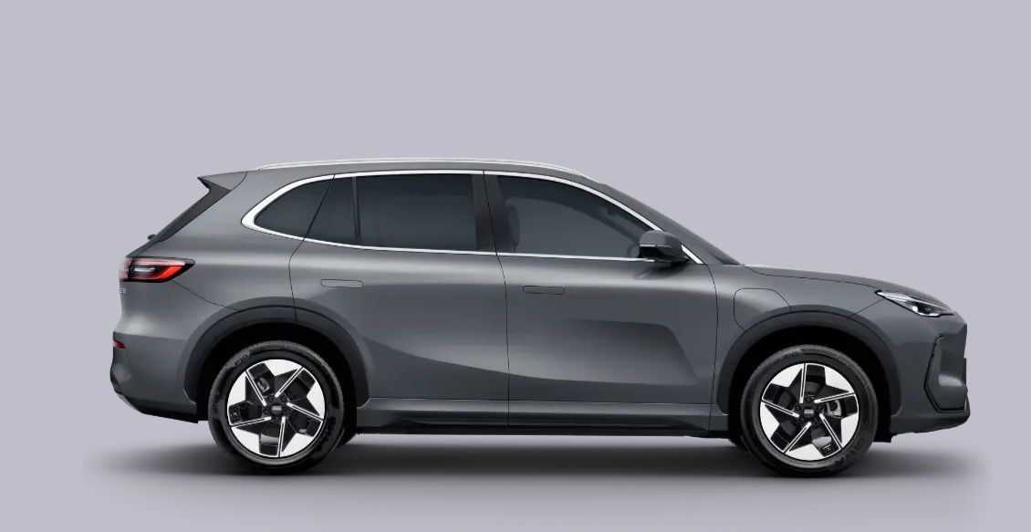 Geely EX5 in Frost Grey highlighting the sleek side profile and aerodynamic styling