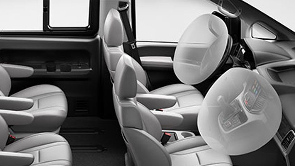 JAC M4 cabin with dual front airbags deployed