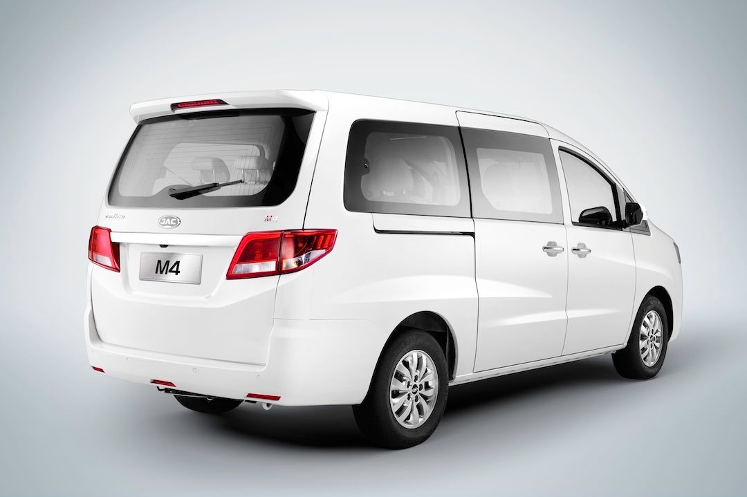 JAC M4 Passenger rear three-quarter view showcasing spacious MPV design