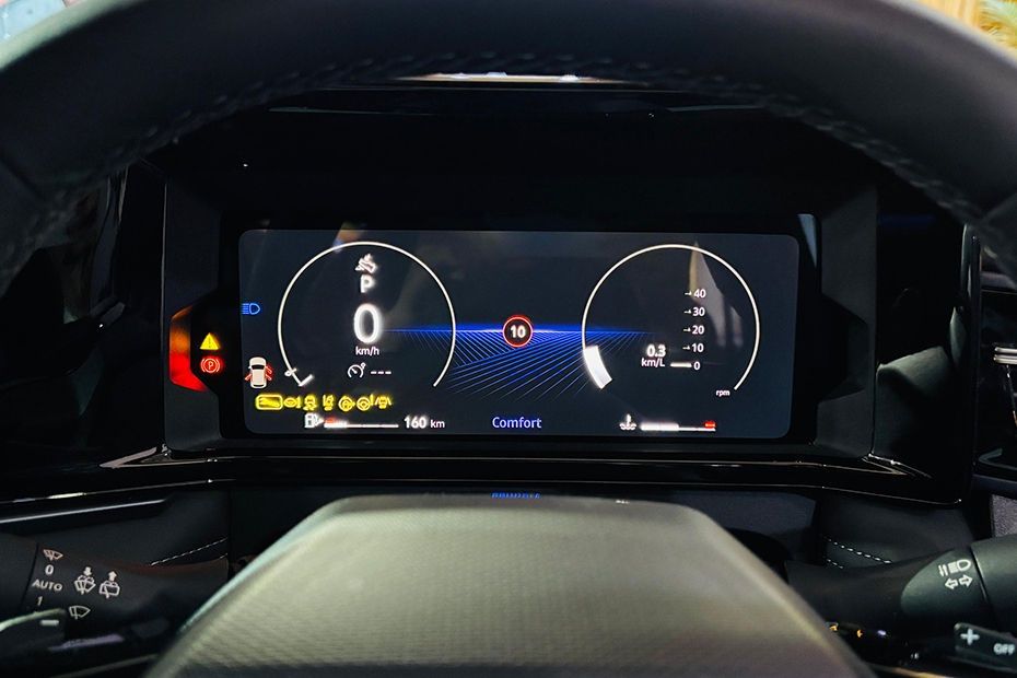 Nissan Tekton digital instrument cluster displaying speed, driving information, and driver assistance indicators