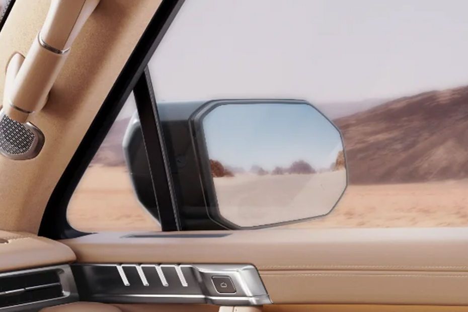 MHERO 2 digital side mirror displaying the rear view during off-road driving