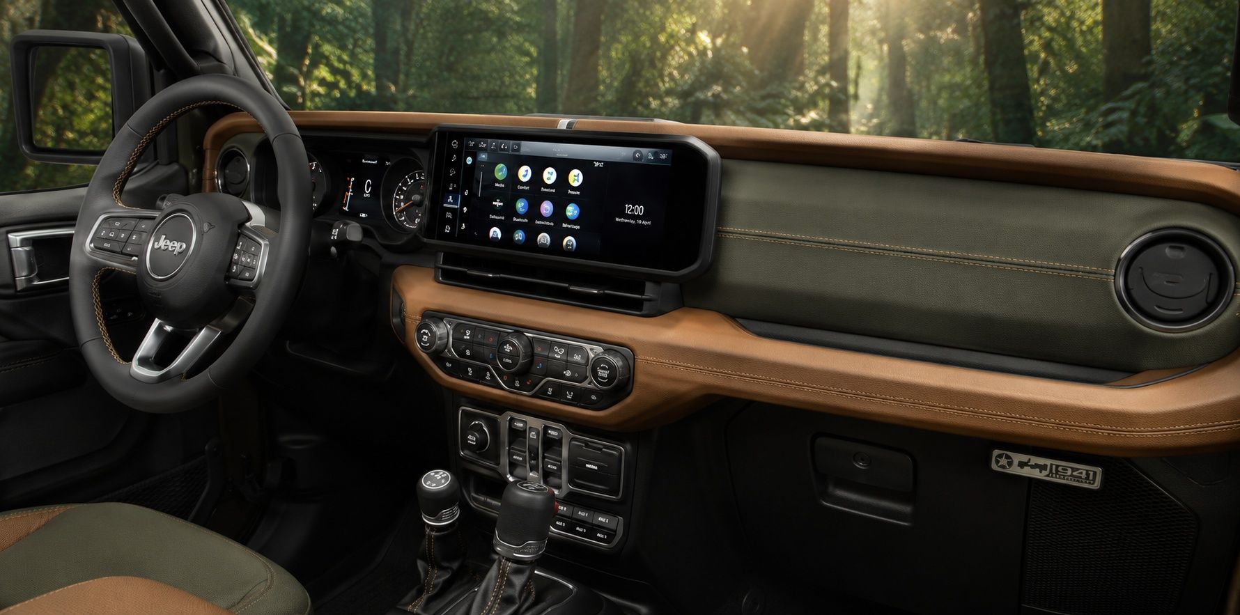 Jeep Wrangler Sarge dashboard with touchscreen infotainment system