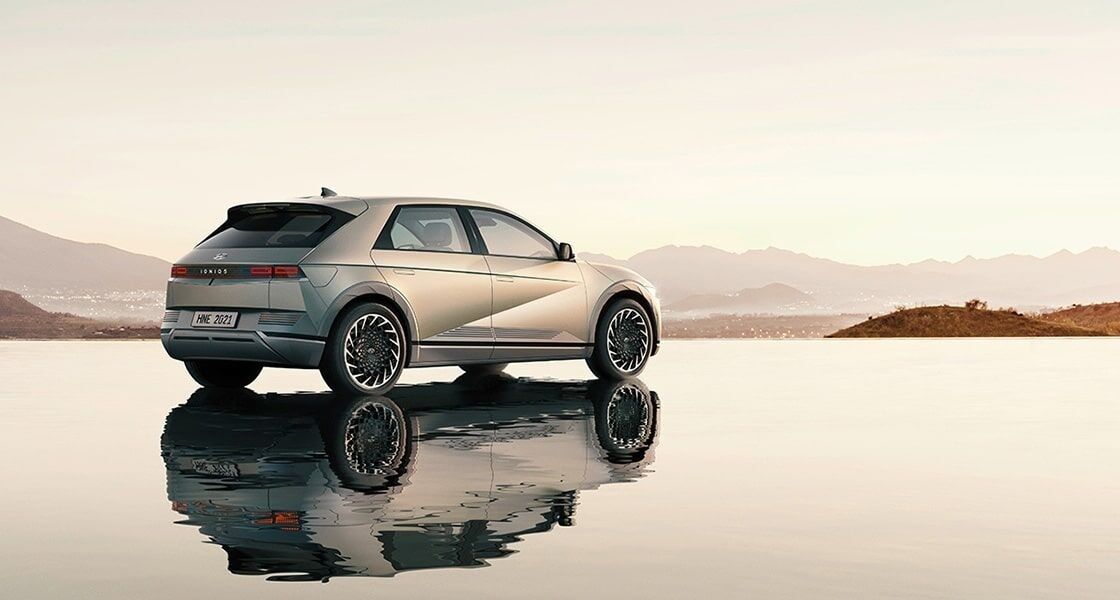 Hyundai IONIQ 5 showcasing its distinctive rear design and futuristic electric SUV styling