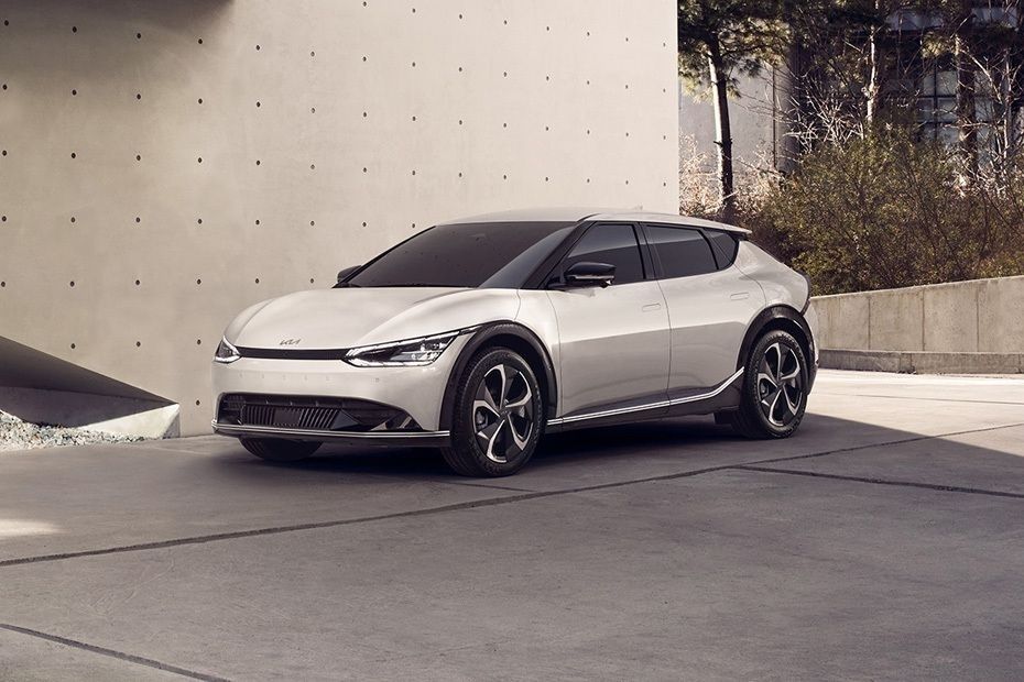 White Kia EV6 front three-quarter exterior view