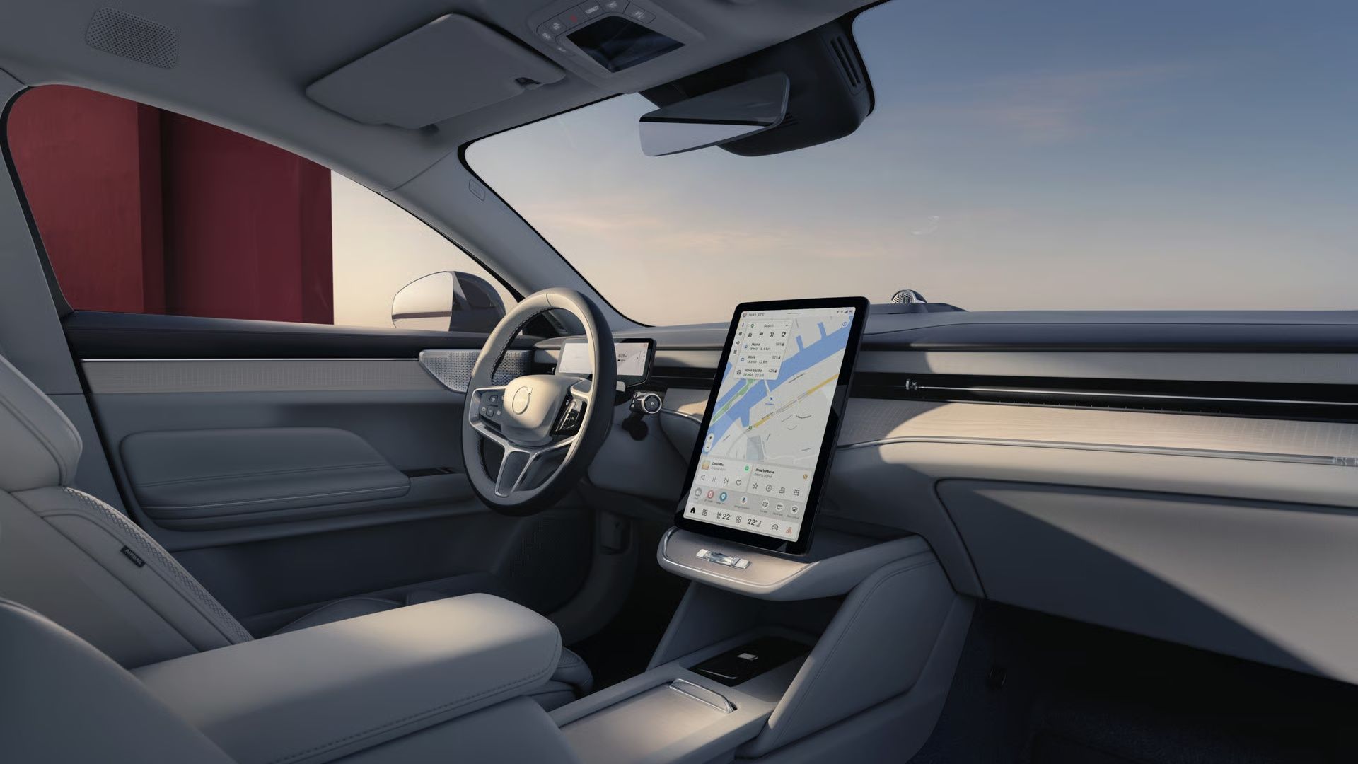 Volvo ES90 premium cabin with vertical touchscreen and minimalist interior