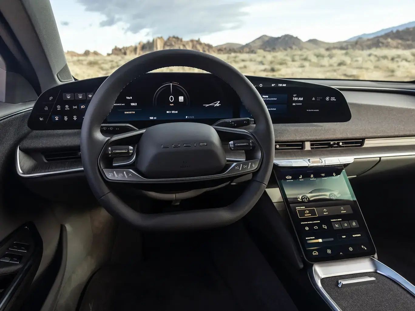 Lucid Air premium dashboard with digital cockpit display