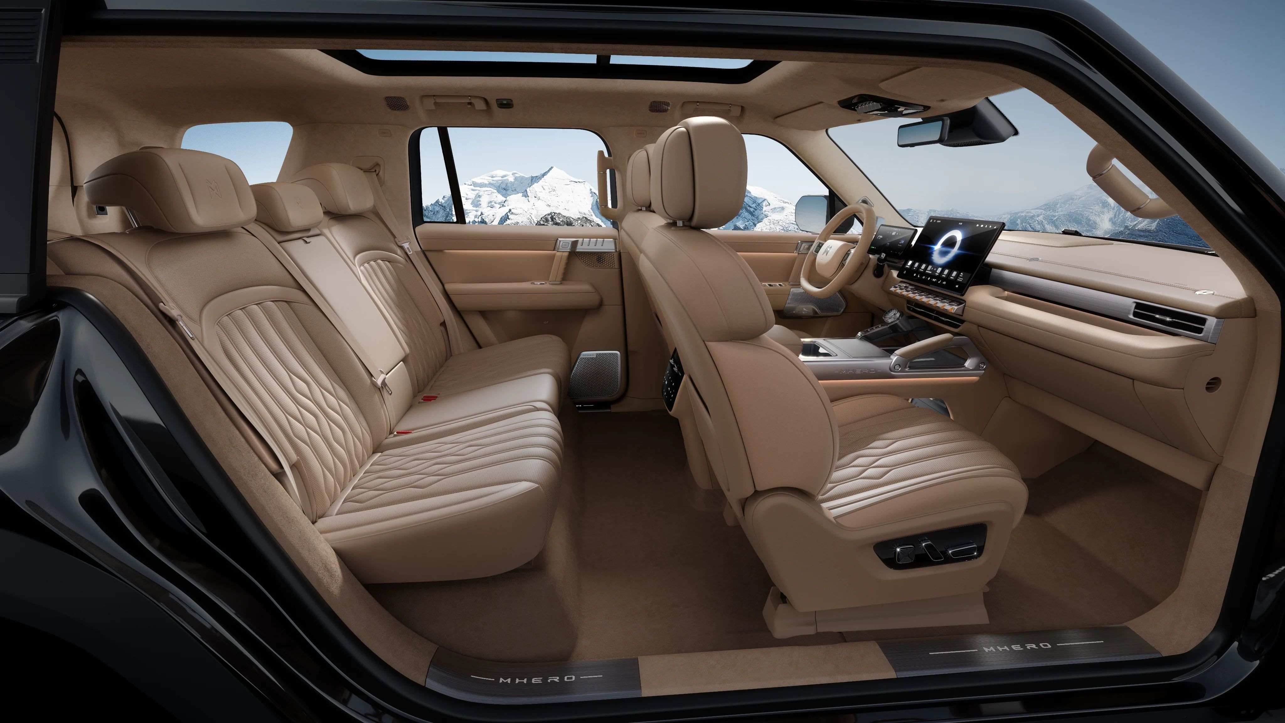 MHERO II premium interior with leather seats and dual-screen dashboard