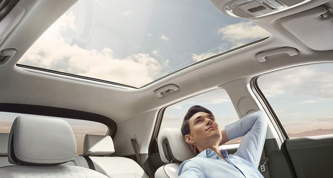 Hyundai IONIQ 5 interior with panoramic vision roof and reclining seat