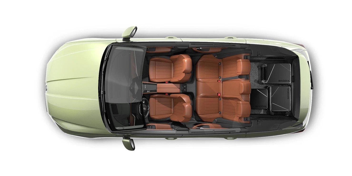 &Scaron;koda Superb Wagon viewed from above showing its spacious interior and seating layout