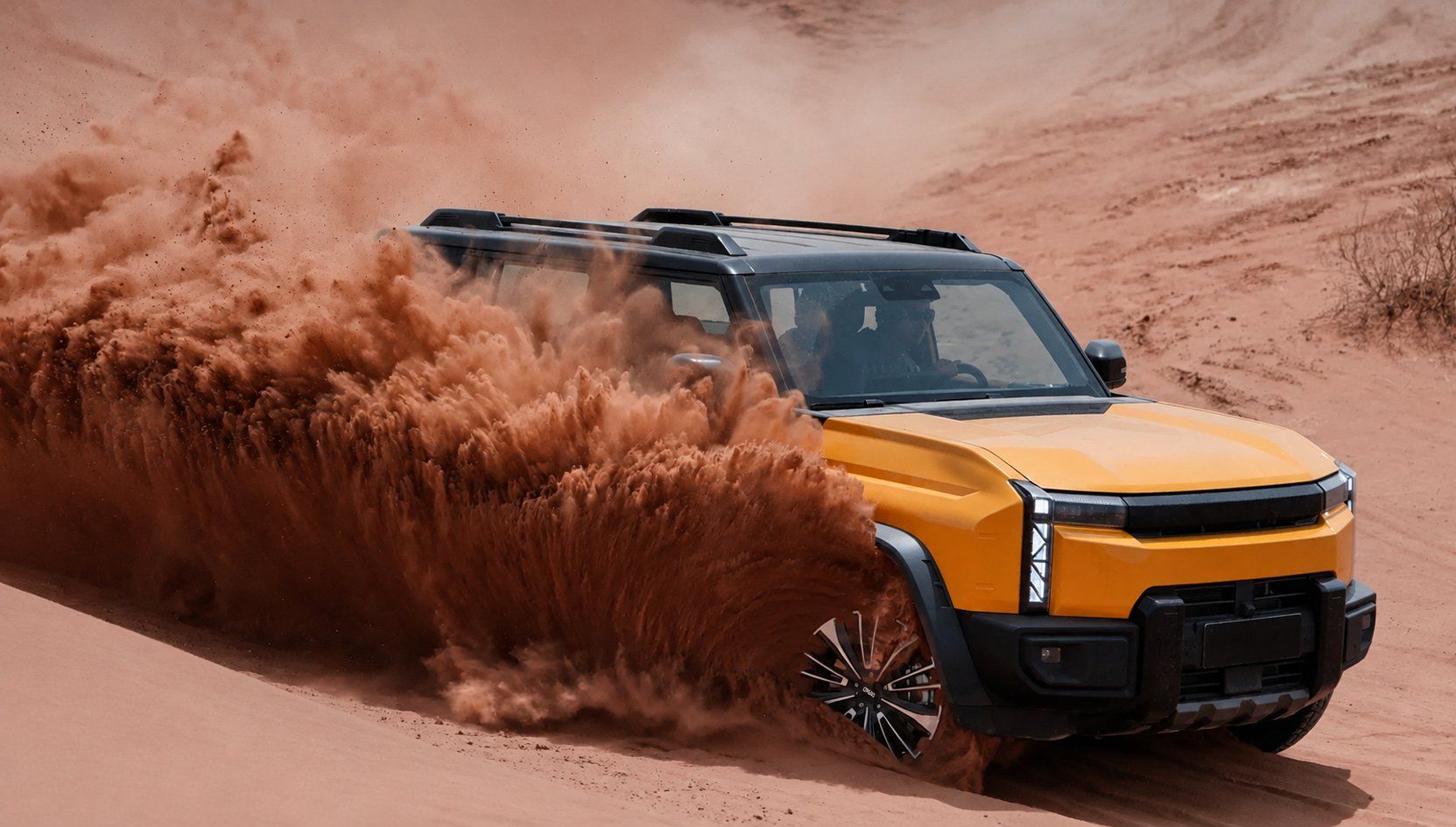 iCAUR 03T REEV driving through desert terrain