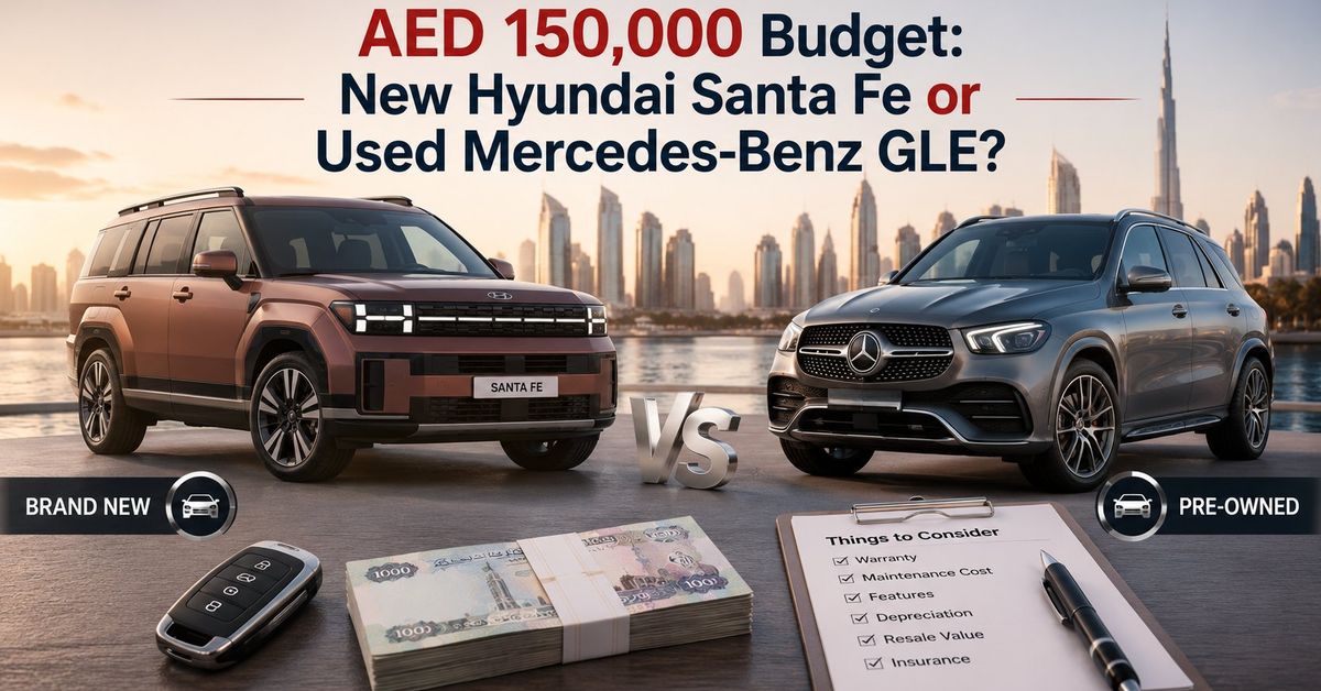 AED 150,000 Budget: New Hyundai Santa Fe or Used Mercedes-Benz GLE?