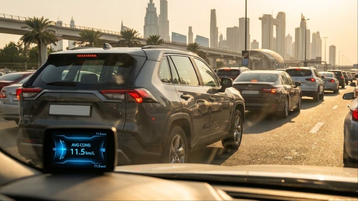 SUV driving in traffic
