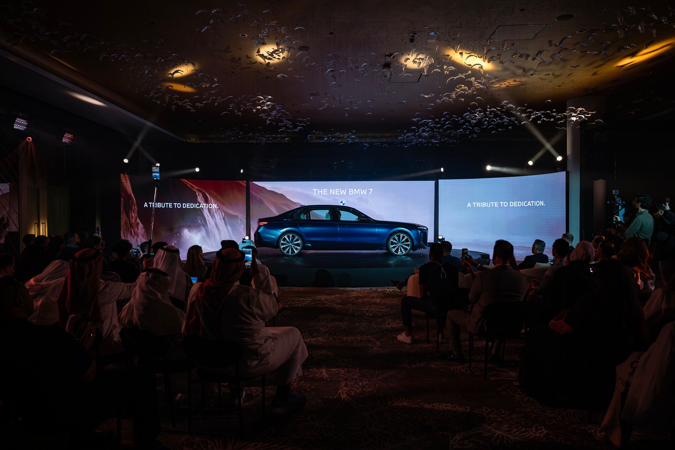 New BMW 7 Series displayed on stage during Dubai regional launch