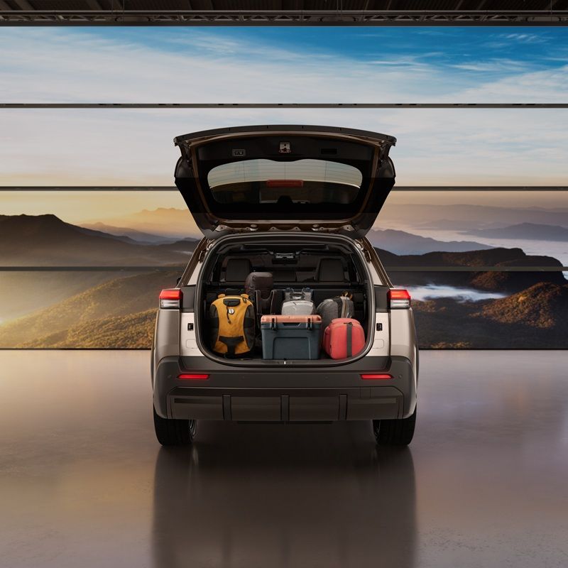 Toyota bZ4X Touring boot with luggage showing cargo space